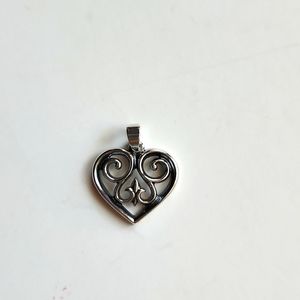 James Avery Retired French Scroll Heart Pendent